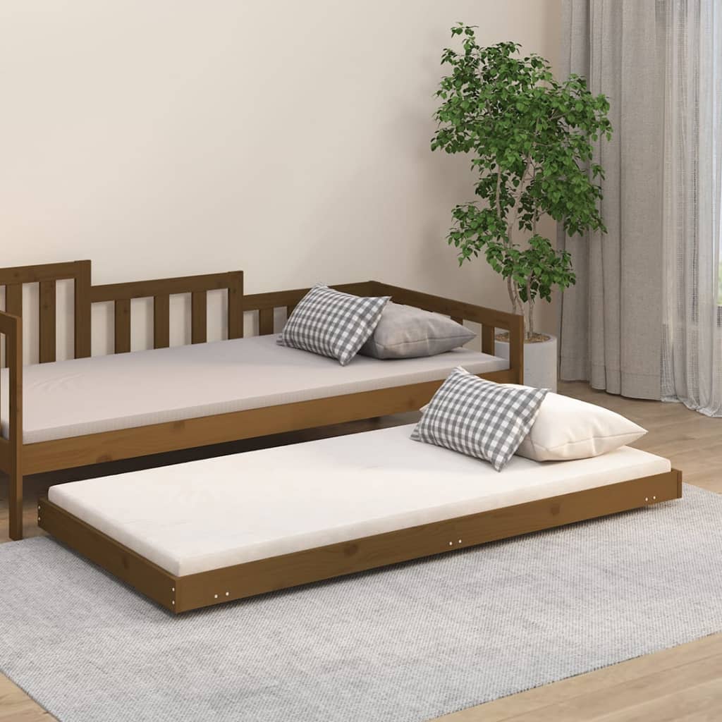 Bedframe 75x190 cm massief grenenhout honingbruin