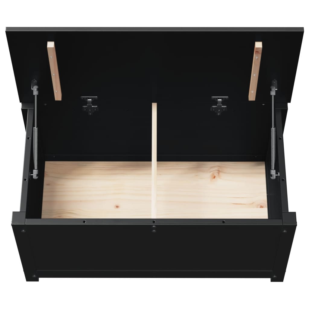 Opbergbox zwart 80x40x45,5 cm massief grenenhout