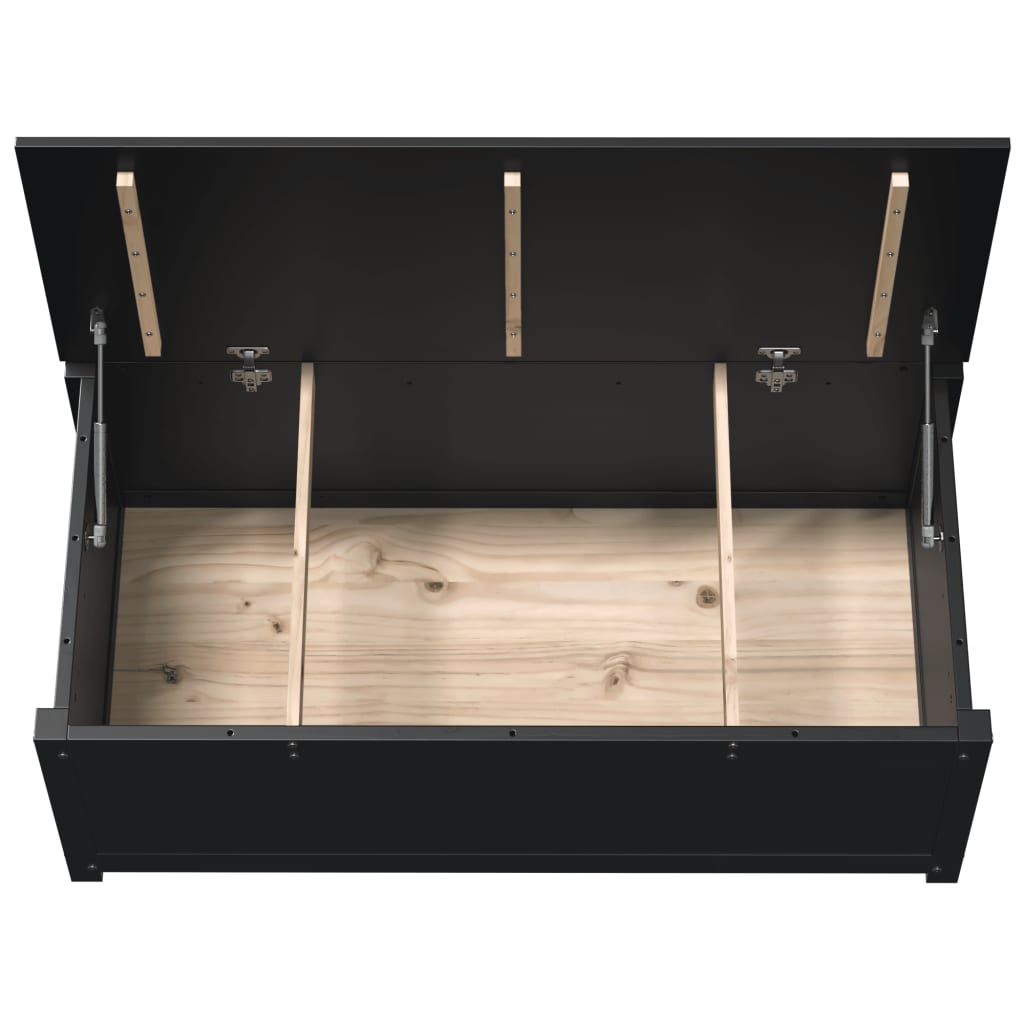 Opbergbox zwart 110x50x45,5 cm massief grenenhout