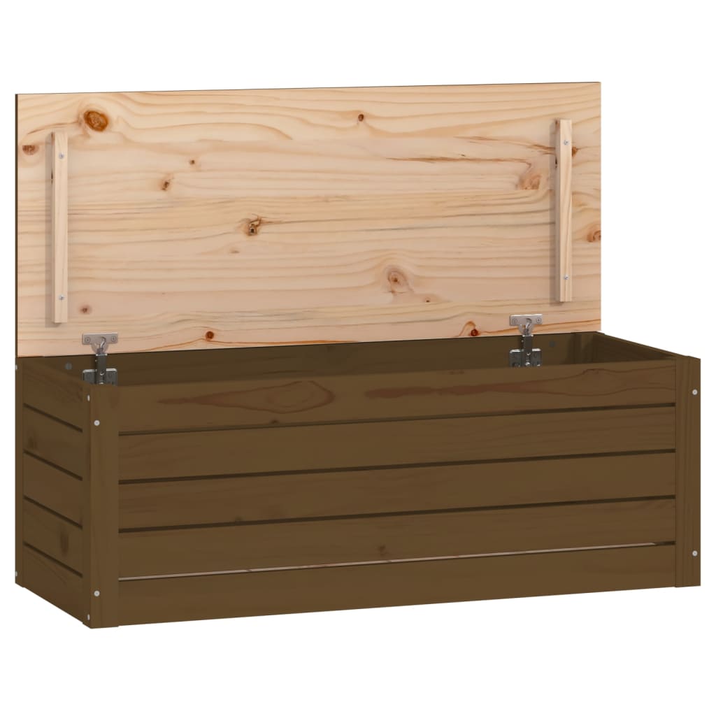 Opbergbox honingbruin 89x36,5x33 cm massief grenenhout