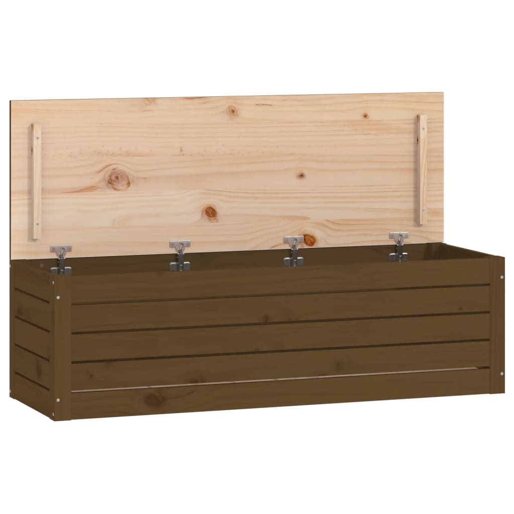 Opbergbox honingbruin 109x36,5x33 cm massief grenenhout