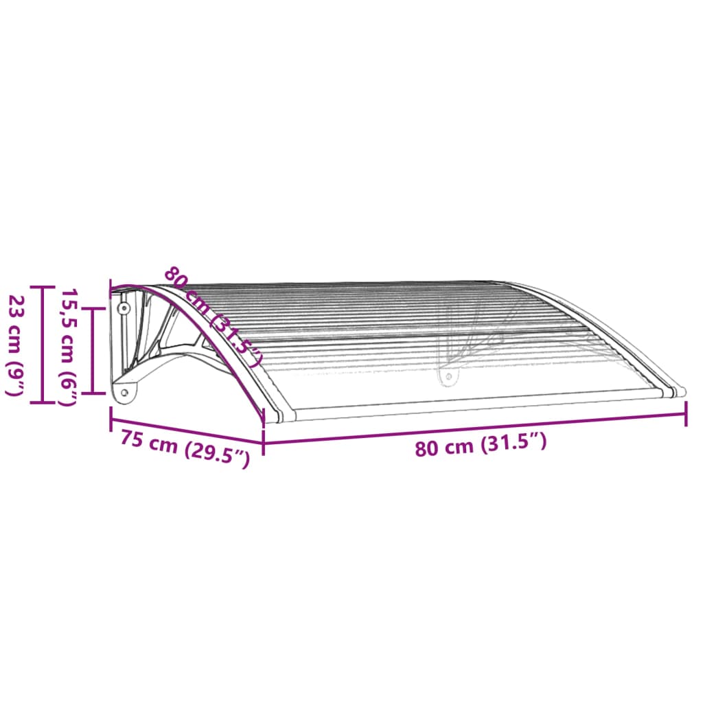 Deurluifel 80x75 cm polycarbonaat zwart en transparant