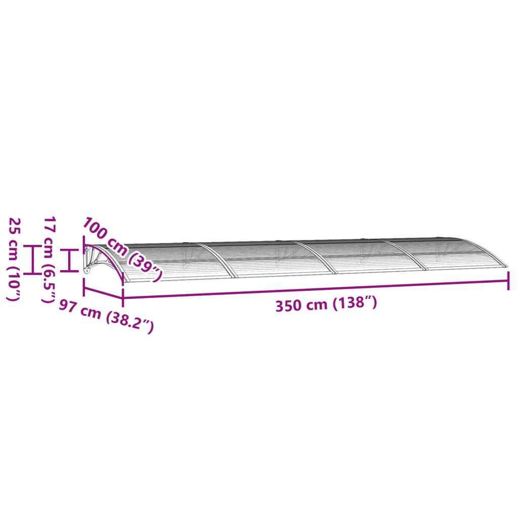 Deurluifel 300x100 cm polycarbonaat zwart