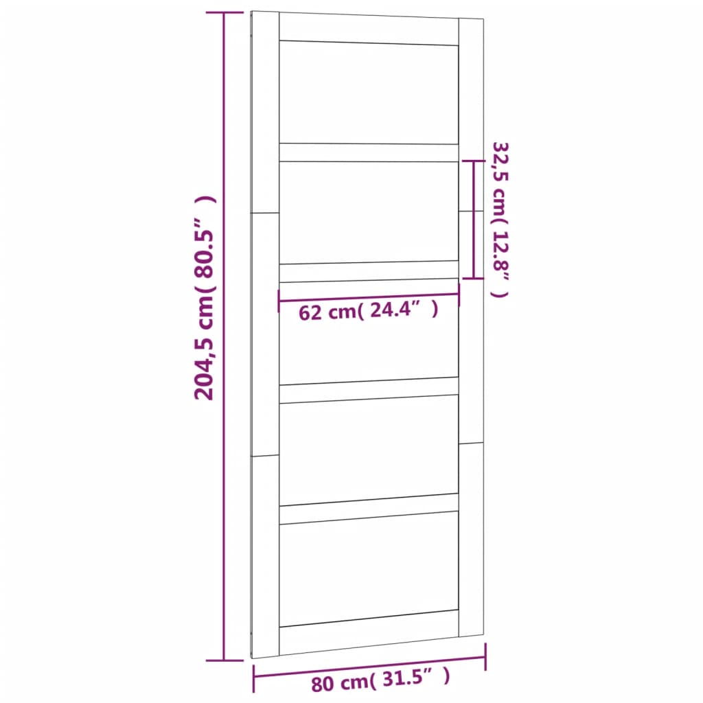 Schuifdeur 80x1,8x204,5 cm massief grenenhout wit