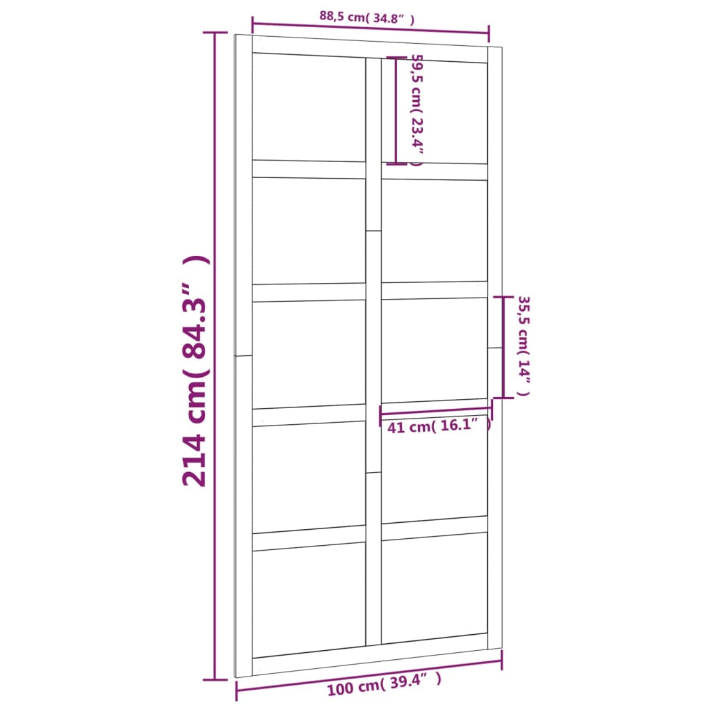 Schuifdeur 100x1,8x214 cm massief grenenhout