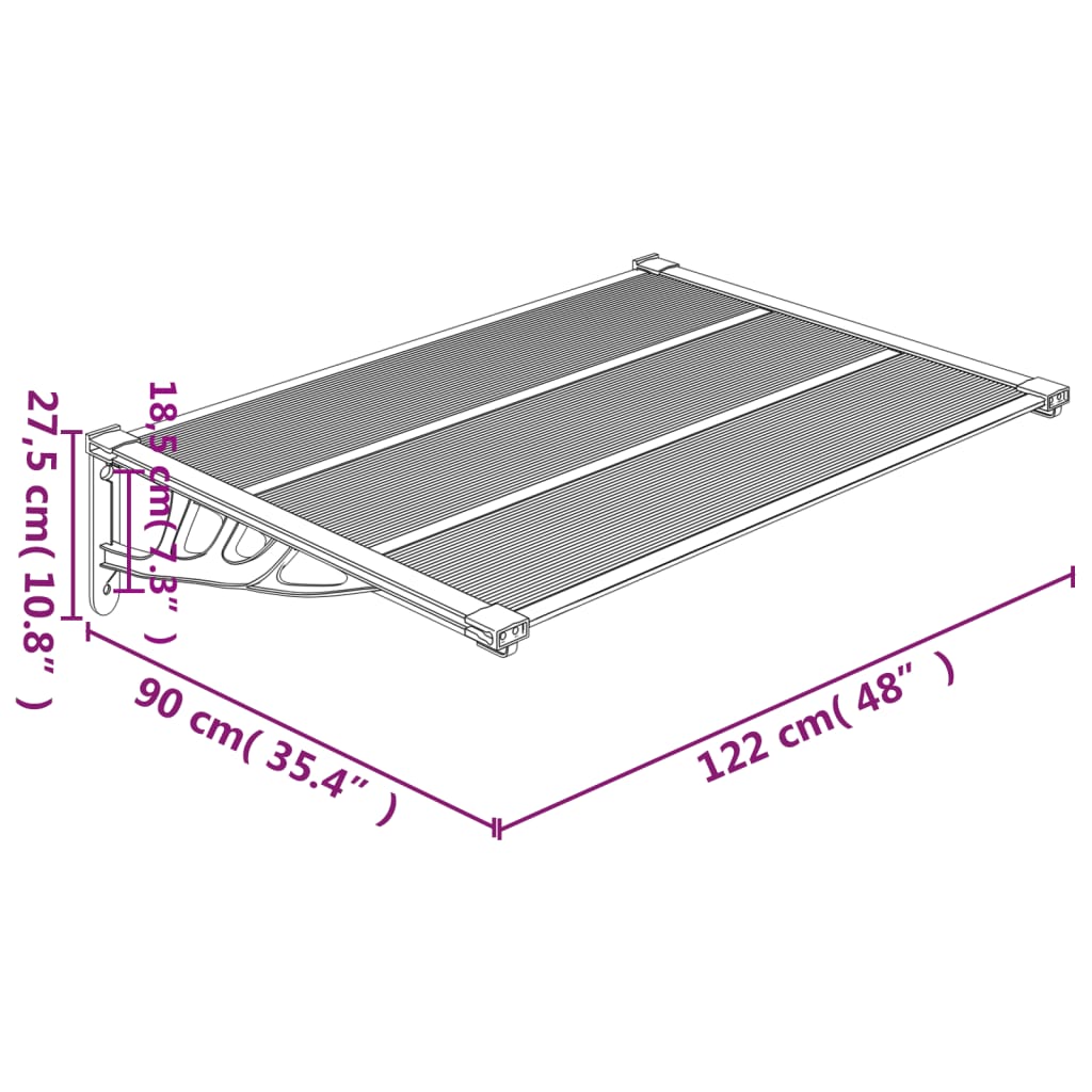 Deurluifel 122x90 cm polycarbonaat zwart en transparant