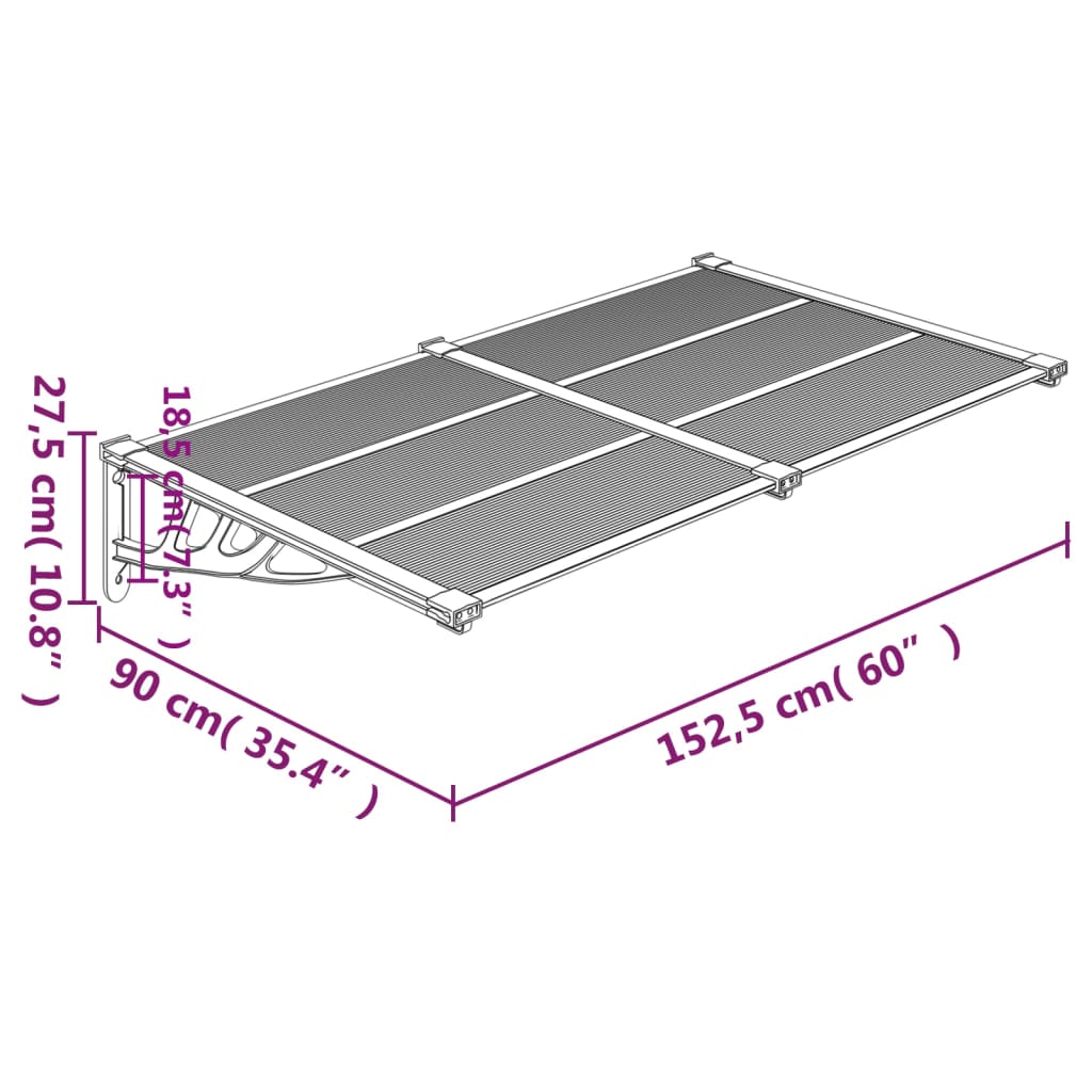 Deurluifel 152,5x90 cm polycarbonaat zwart en transparant