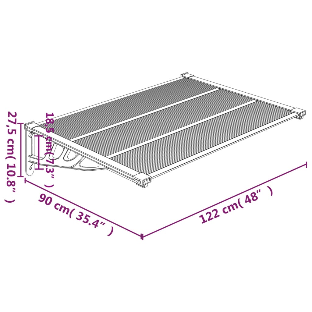 Deurluifel 122x90 cm polycarbonaat zwart