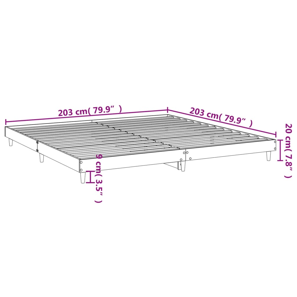 Bedframe bewerkt hout hoogglans wit 200x200 cm