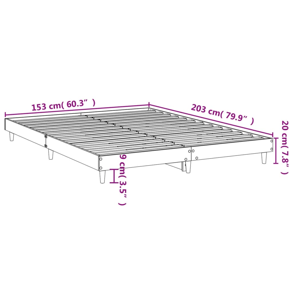 Bedframe bewerkt hout zwart 150x200 cm