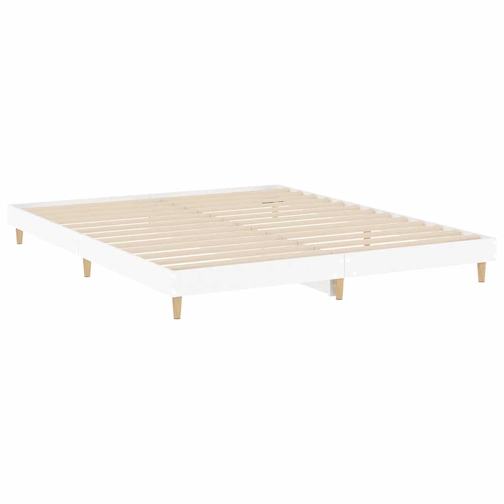 Bedframe LED massief hout wit 120x200 cm