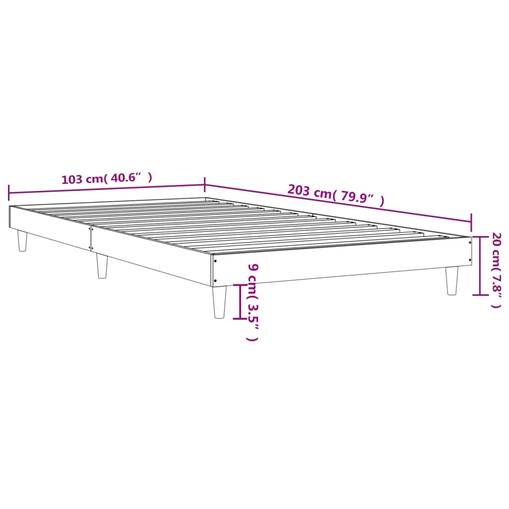 Bedframe bewerkt hout zwart 100x200 cm