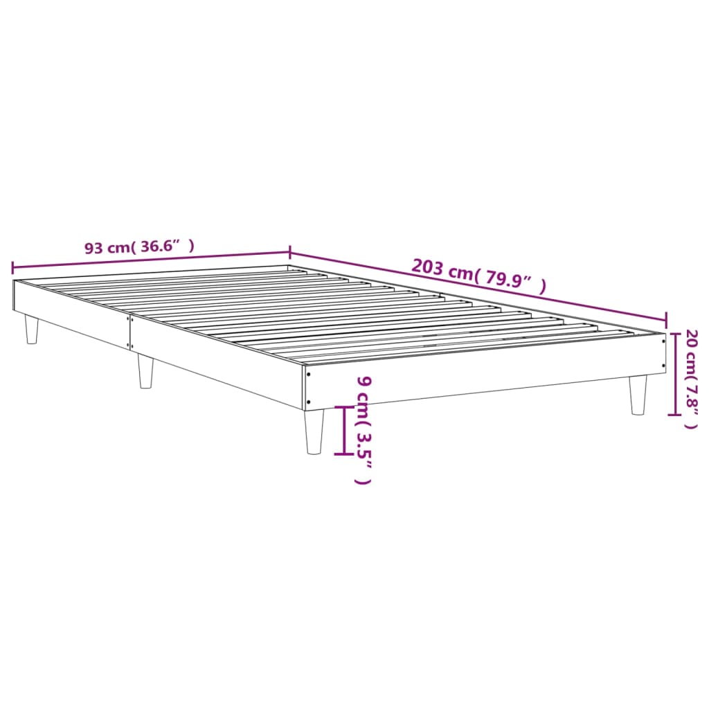 Bedframe bewerkt hout wit 90x200 cm