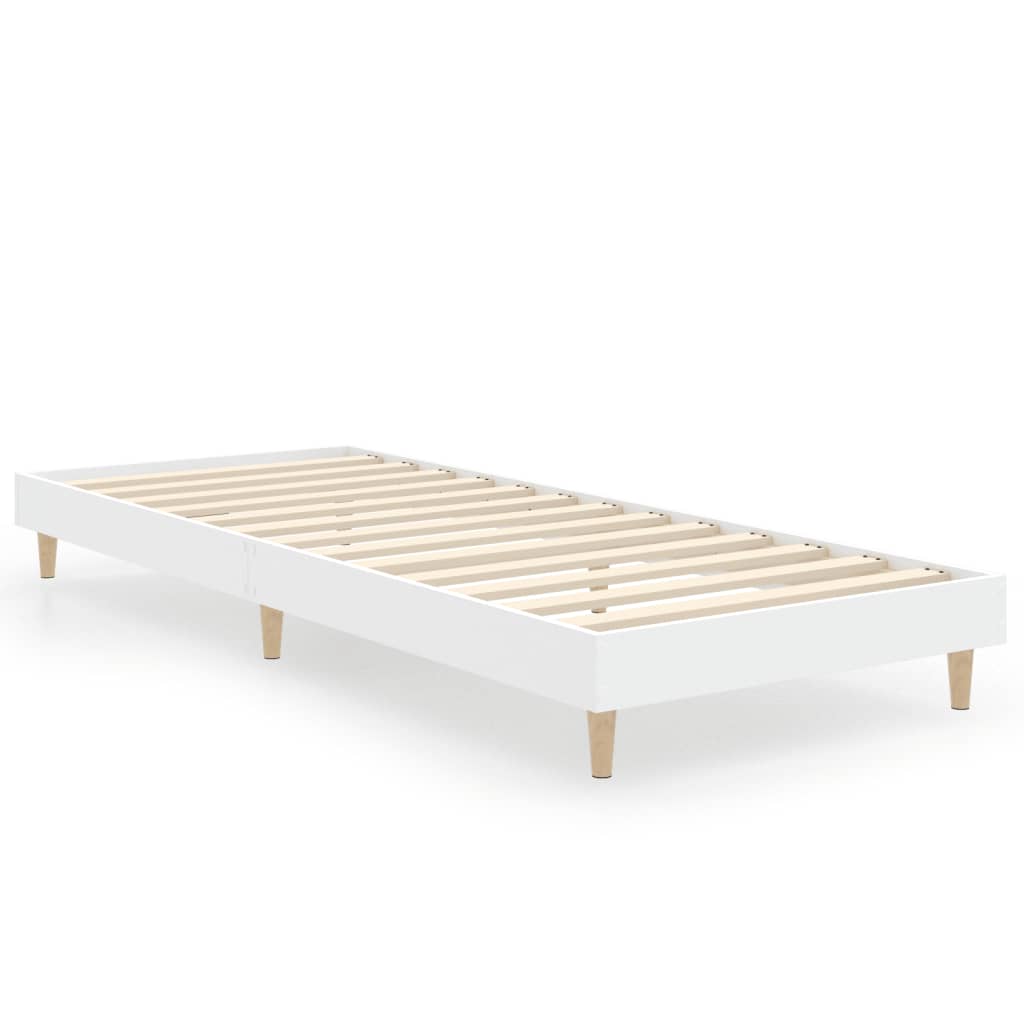 Bedframe bewerkt hout wit 75x190 cm