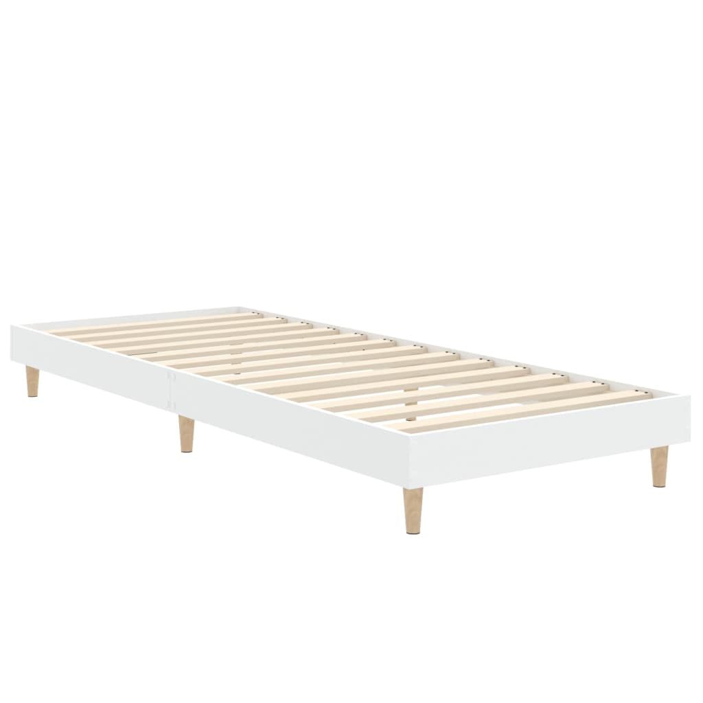 Bedframe bewerkt hout wit 75x190 cm