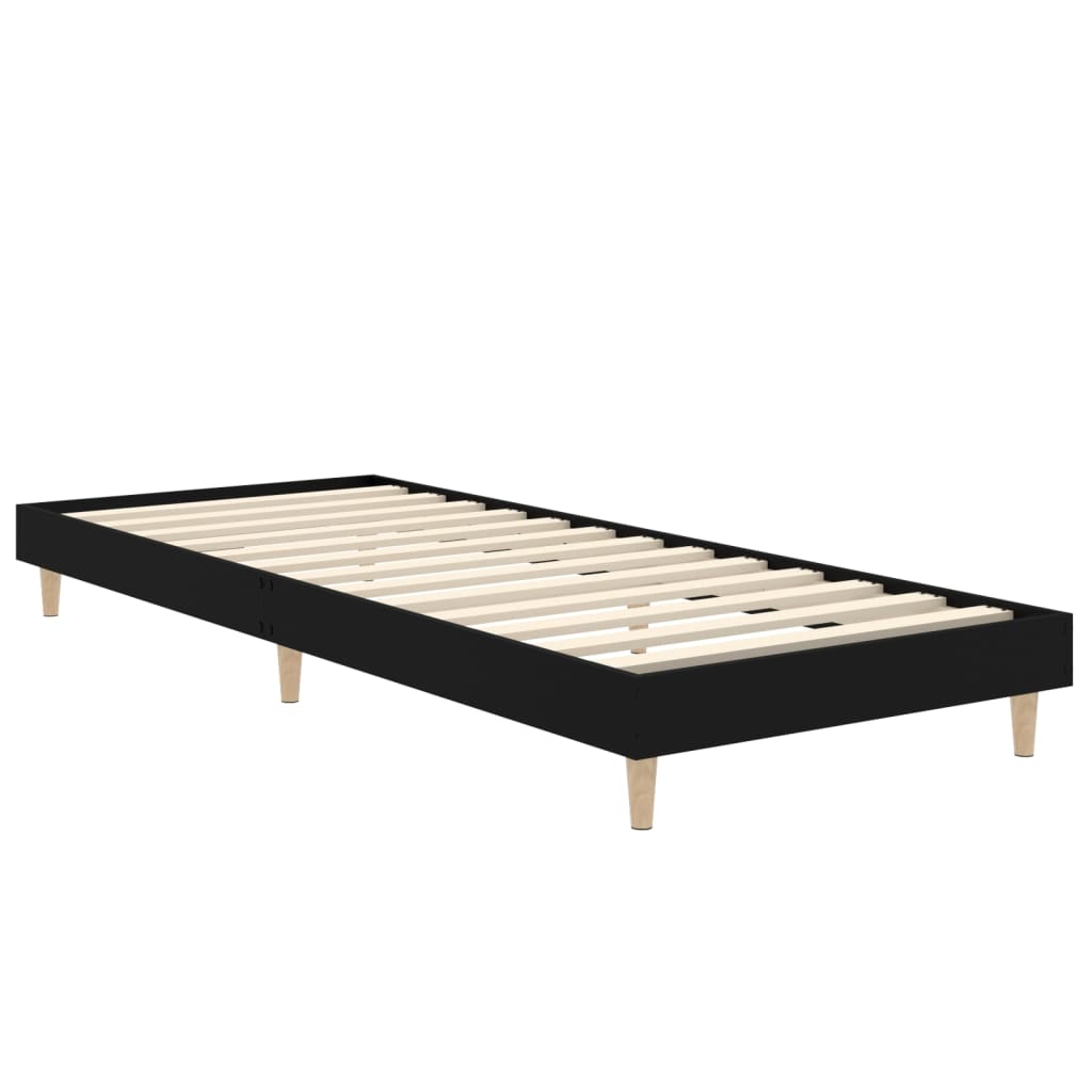 Bedframe bewerkt hout zwart 75x190 cm