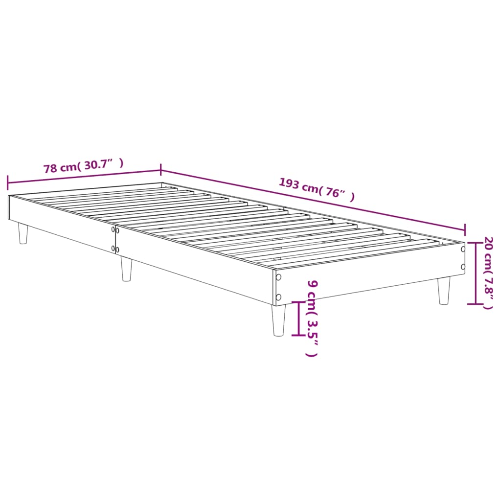 Bedframe bewerkt hout zwart 75x190 cm