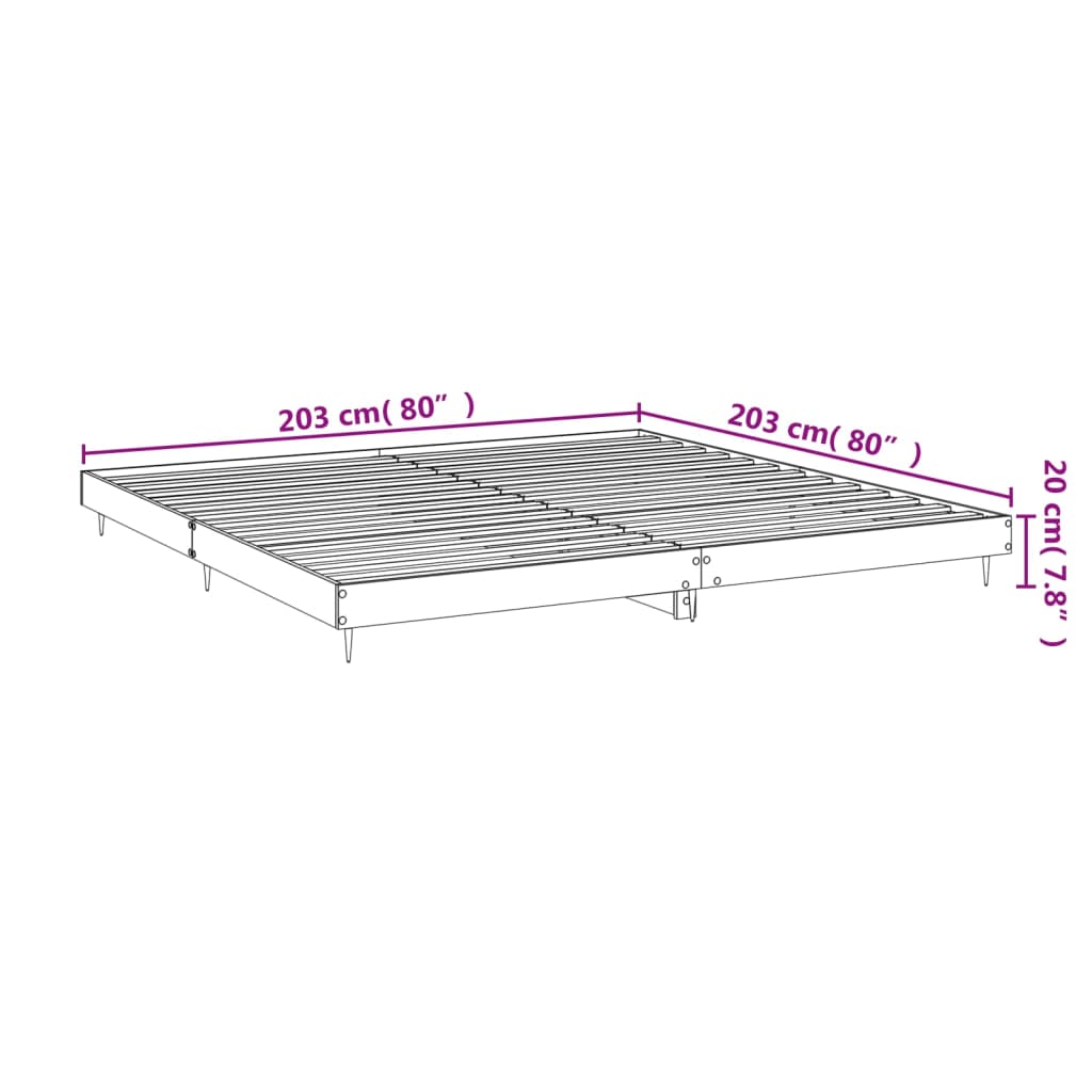 Bedframe bewerkt hout hoogglans wit 200x200 cm