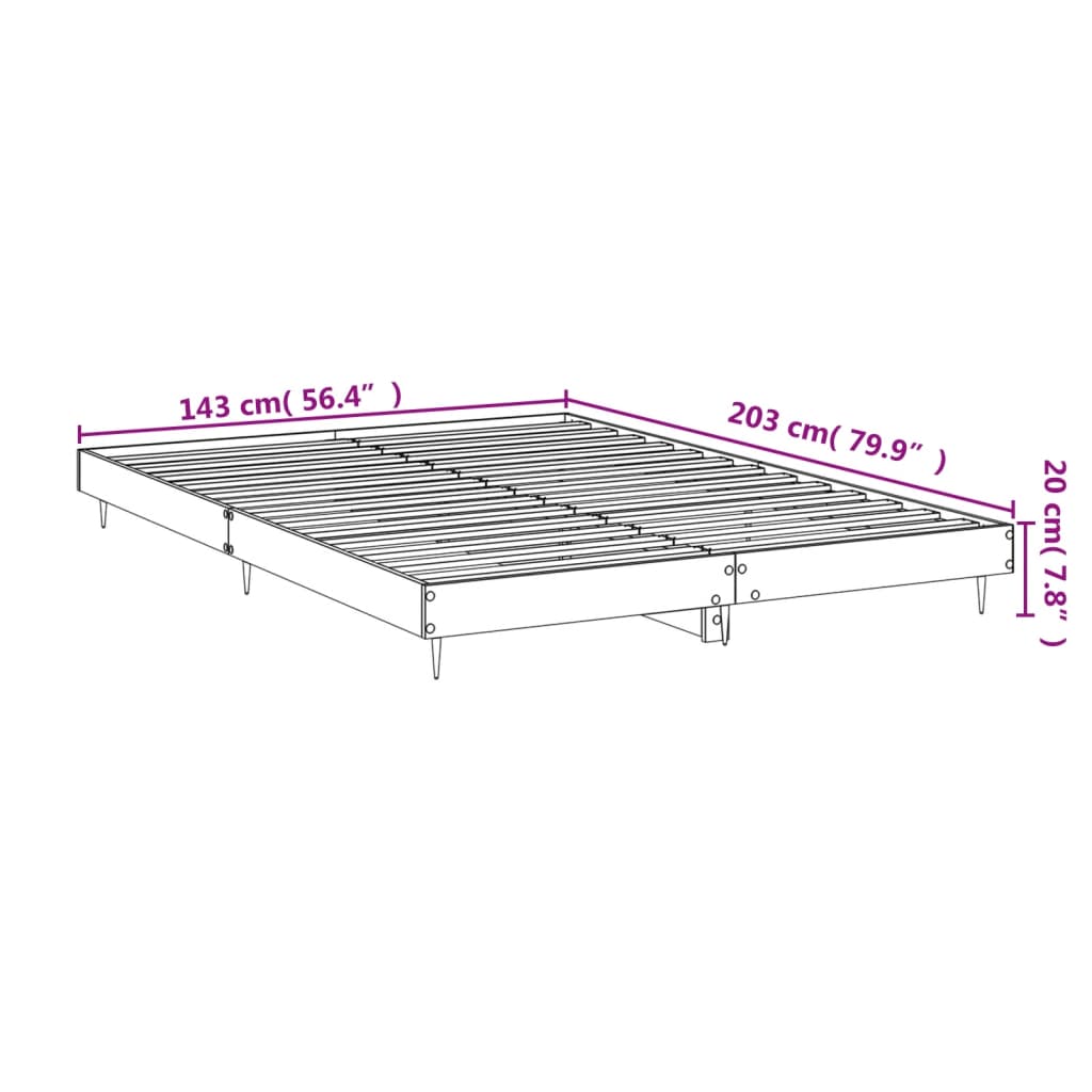 Bedframe bewerkt hout hoogglans wit 140x200 cm