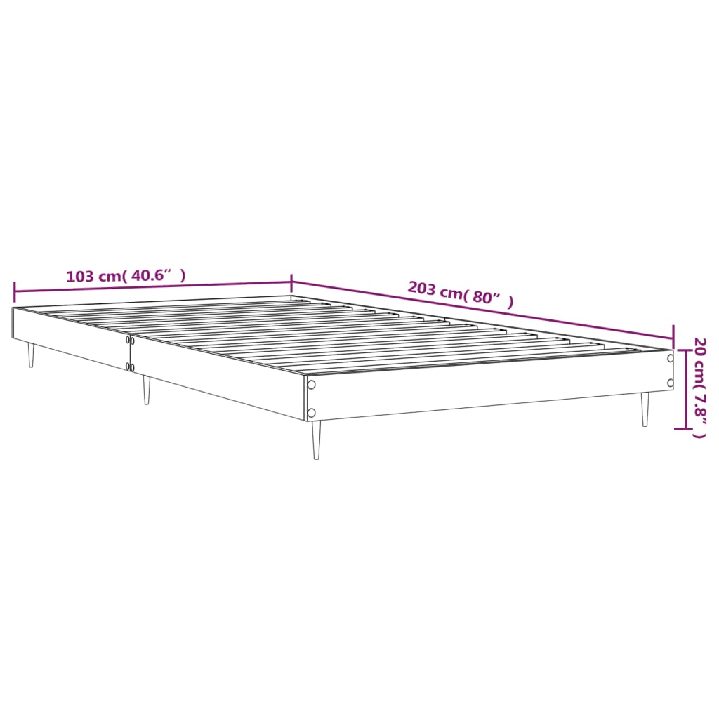 Bedframe bewerkt hout betongrijs 100x200 cm