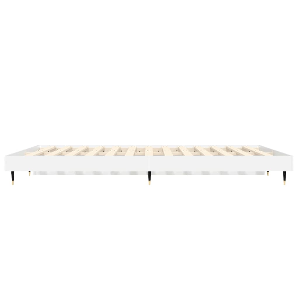 Bedframe bewerkt hout hoogglans wit 135x190 cm