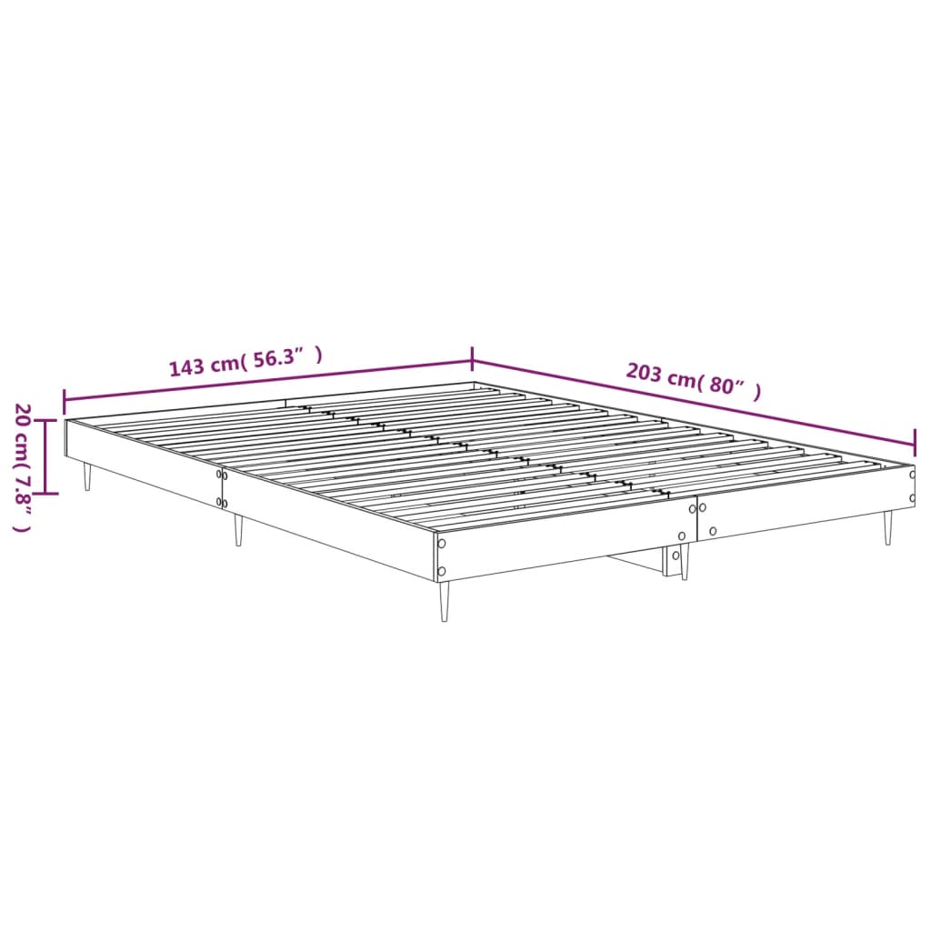 Bedframe bewerkt hout bruin eikenkleur 135x190 cm