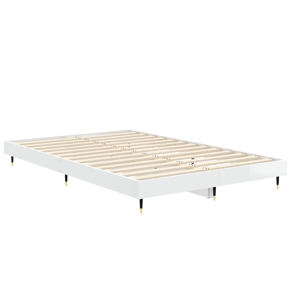 Bedframe bewerkt hout hoogglans wit 120x190 cm