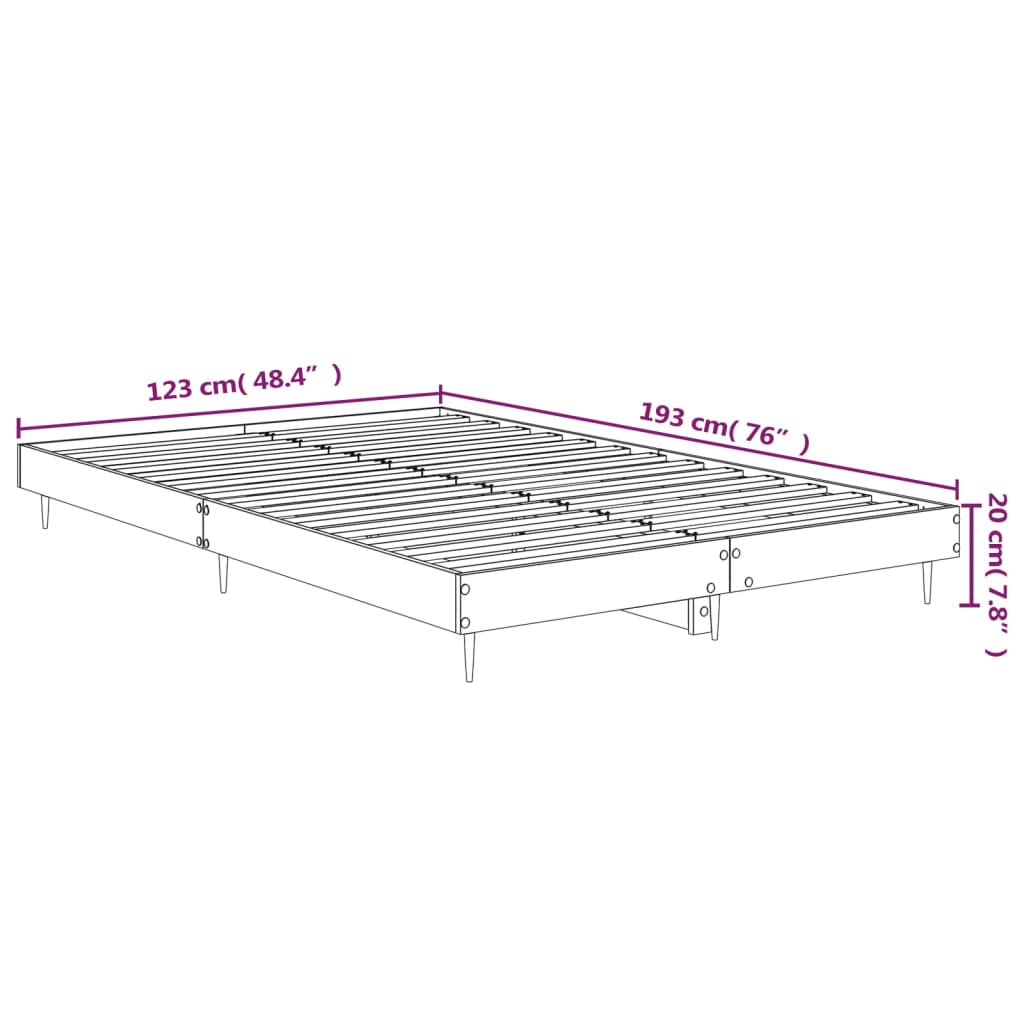 Bedframe bewerkt hout betongrijs 120x190 cm