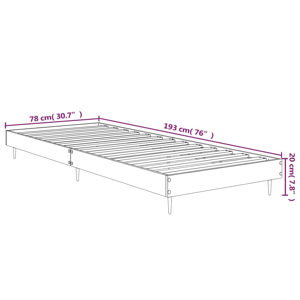 Bedframe bewerkt hout hoogglans wit 75x190 cm