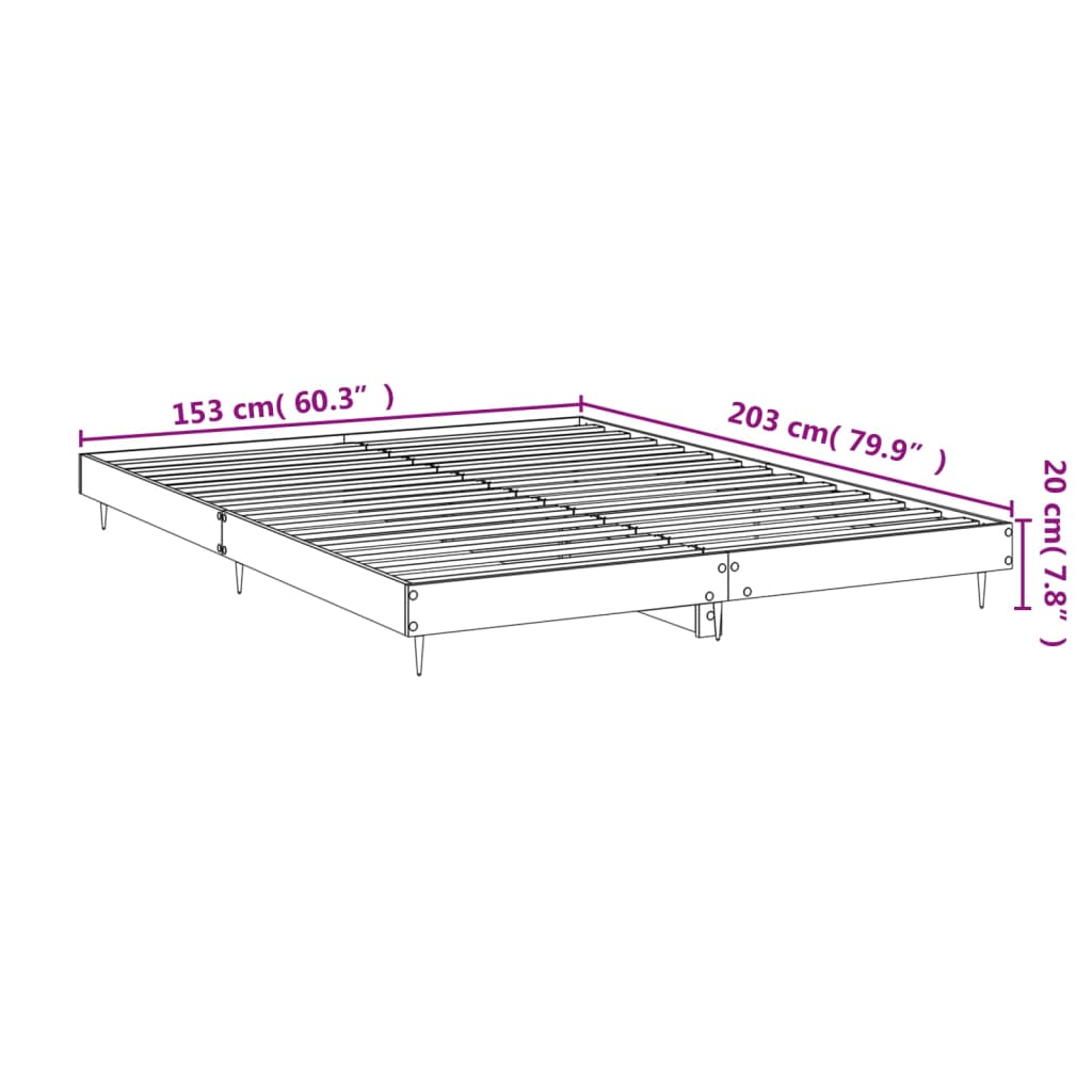 Bedframe bewerkt hout hoogglans wit 150x200 cm