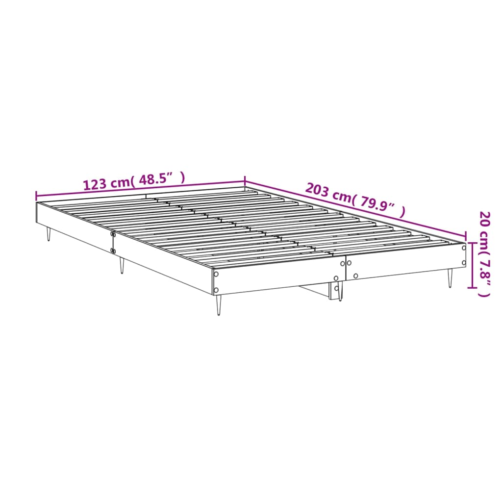 Bedframe LED massief hout wit 120x200 cm