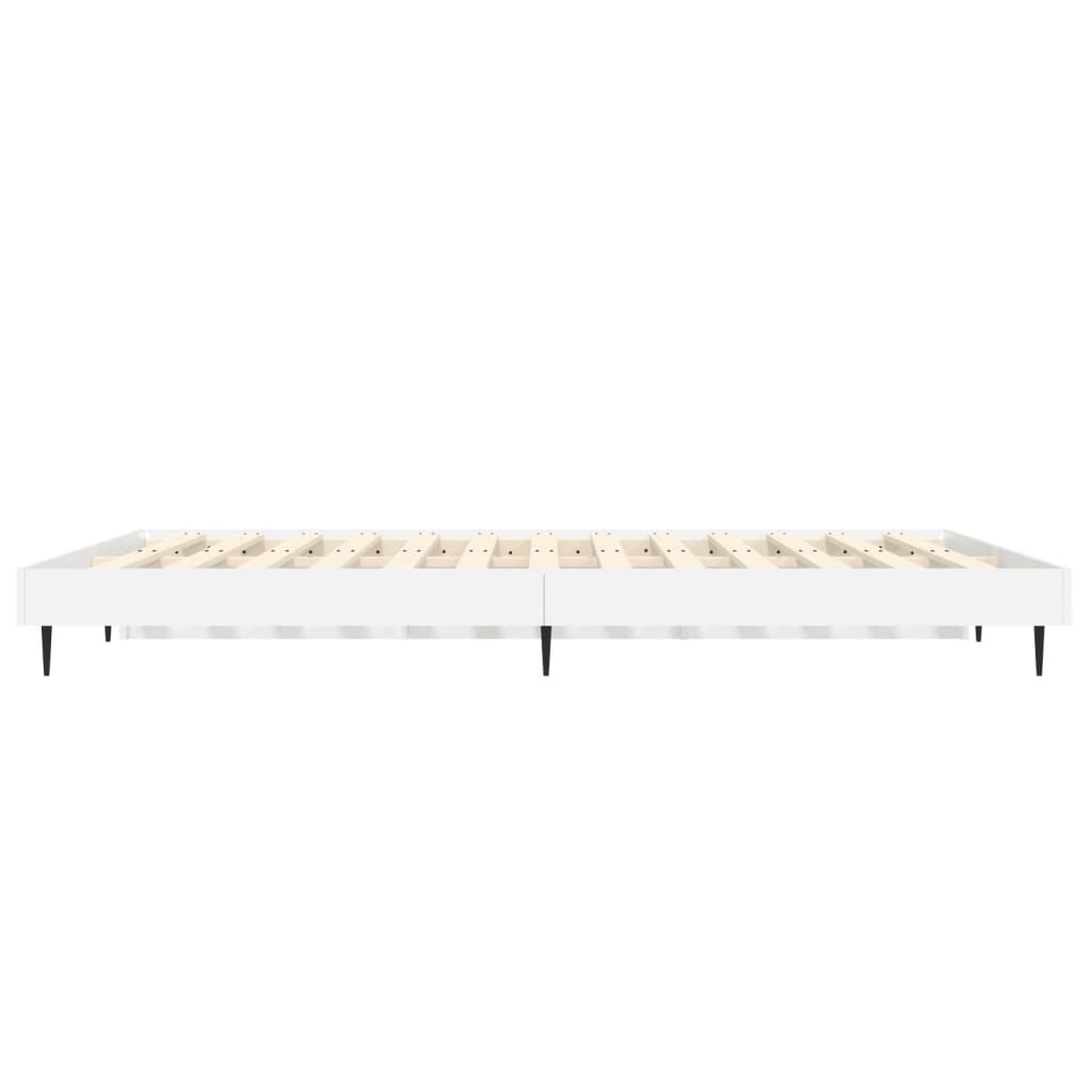 Bedframe bewerkt hout hoogglans wit 140x190 cm