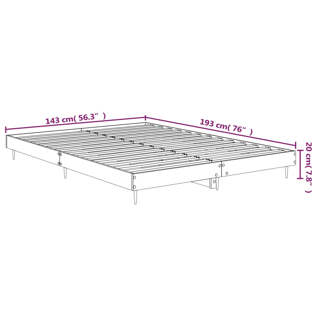 Bedframe bewerkt hout betongrijs 140x190 cm