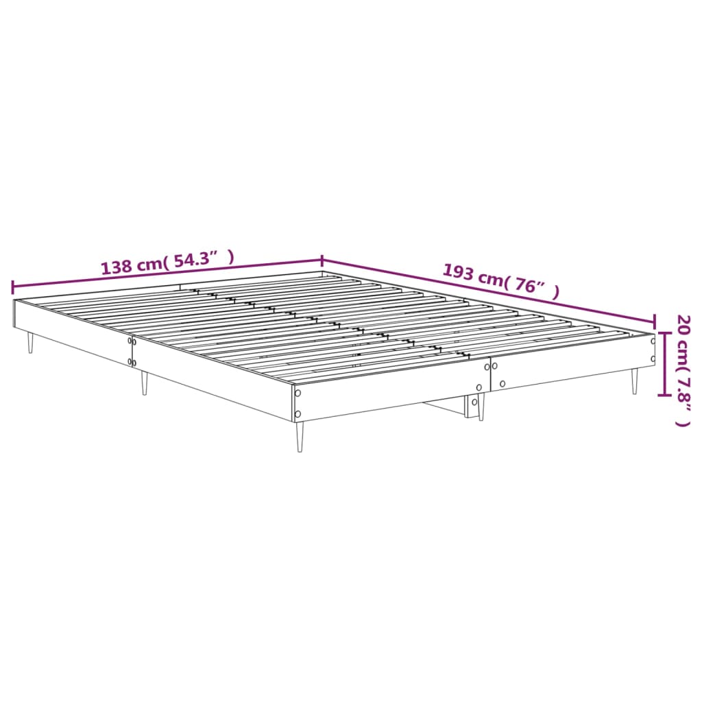 Bedframe bewerkt hout betongrijs 135x190 cm