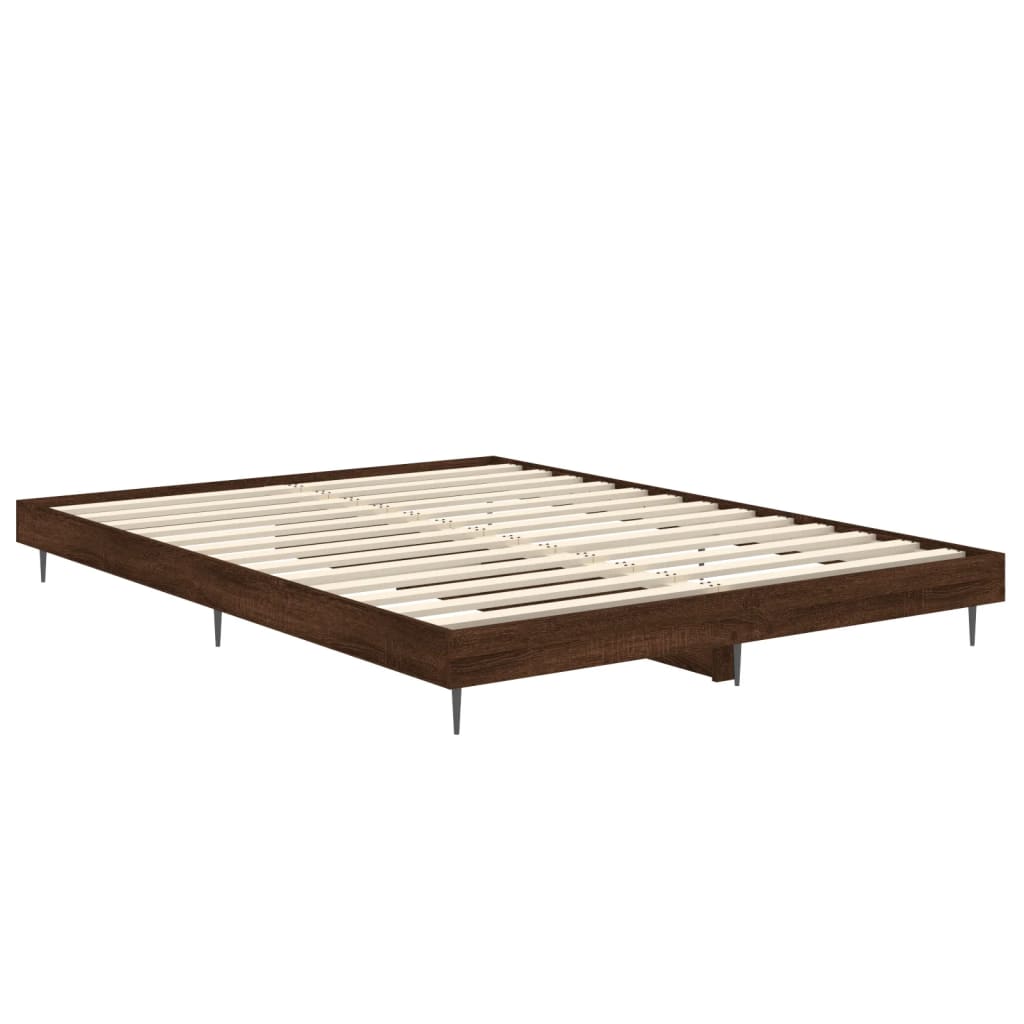 Bedframe bewerkt hout bruin eikenkleur 135x190 cm