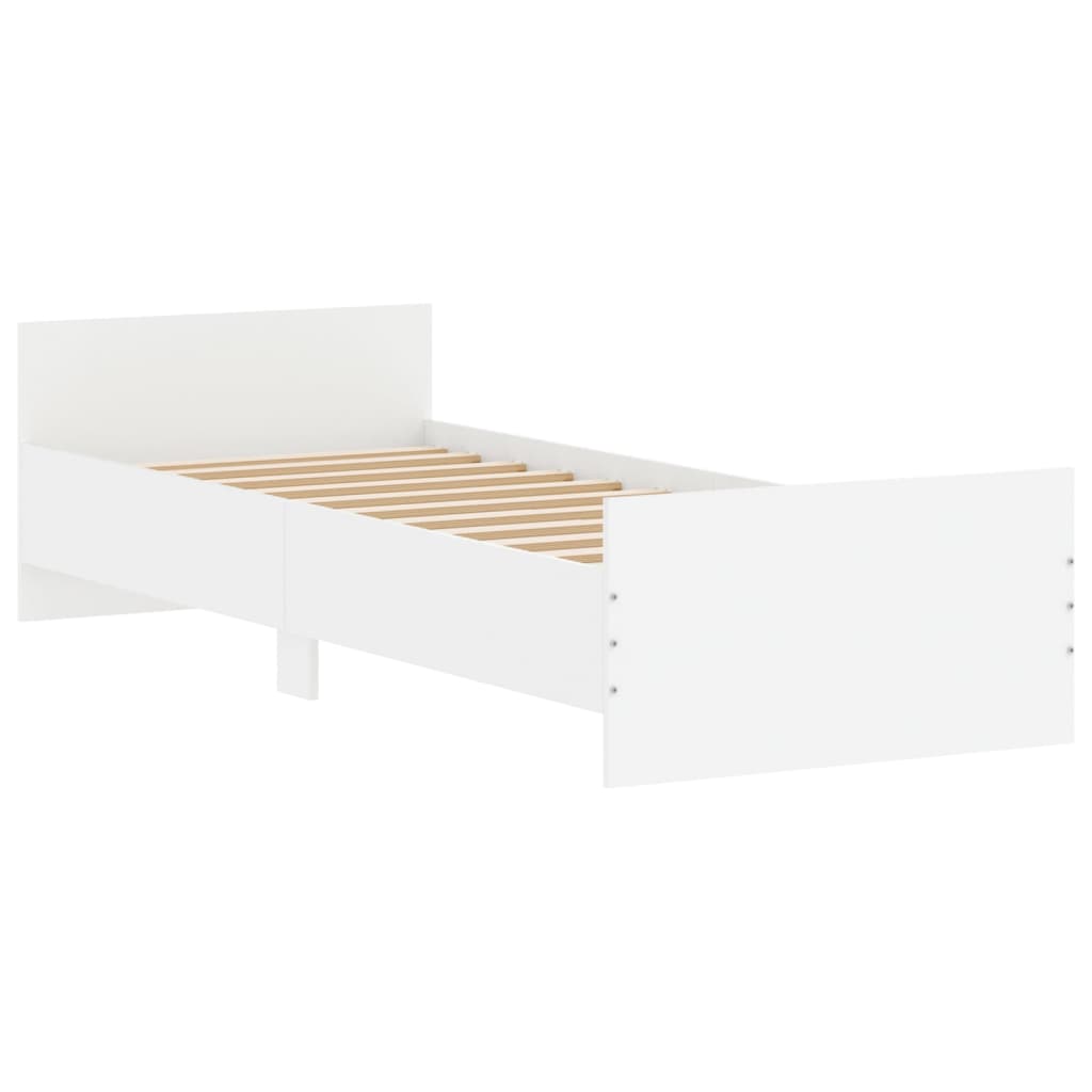 Bedframe bewerkt hout wit 75x190 cm