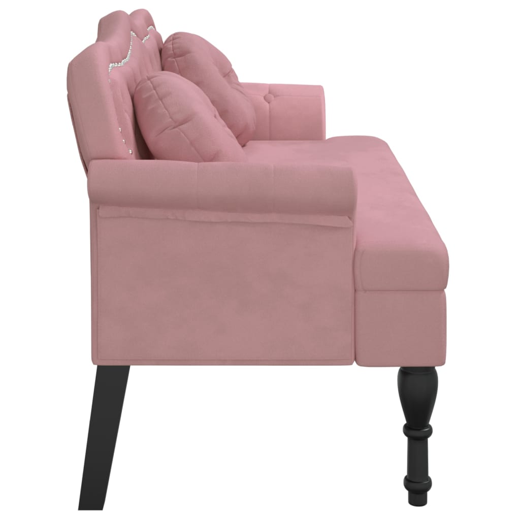 Bankje met kussens 120,5x65x75 cm fluweel roze