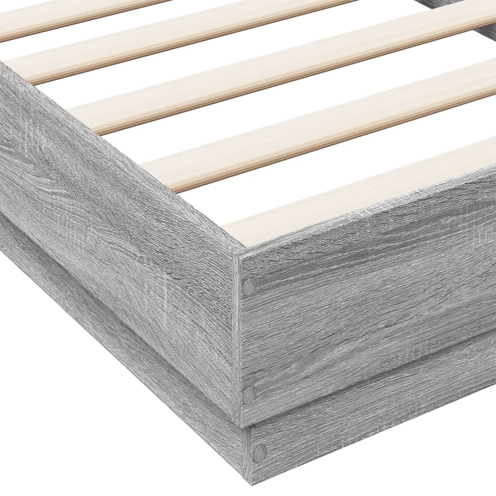 Bedframe bewerkt hout grijs sonoma eikenkleurig 75x190 cm