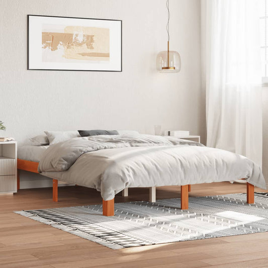 Bed met matras massief grenenhout wasbruin 140x190 cm