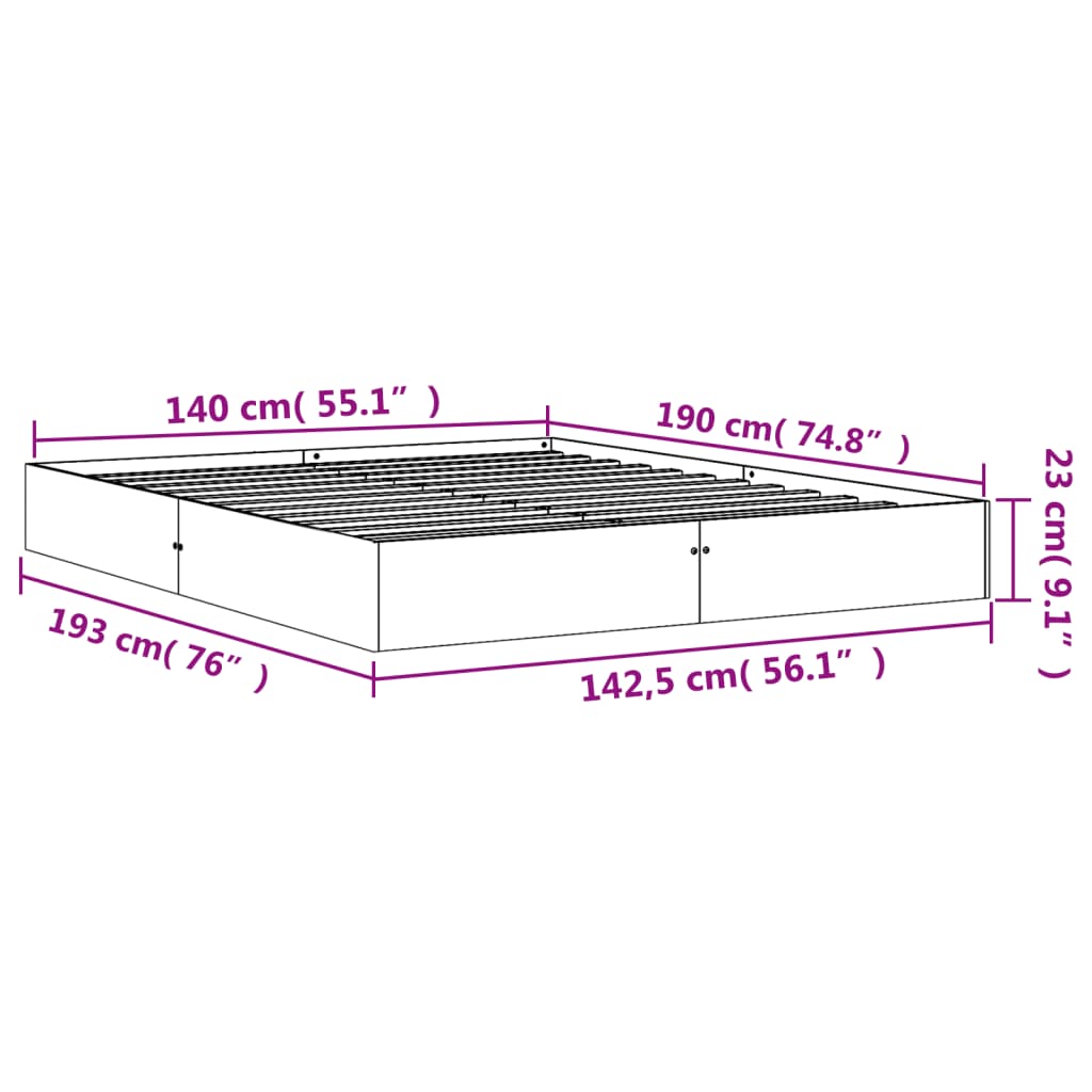 Bed met matras massief grenenhout wasbruin 140x190 cm