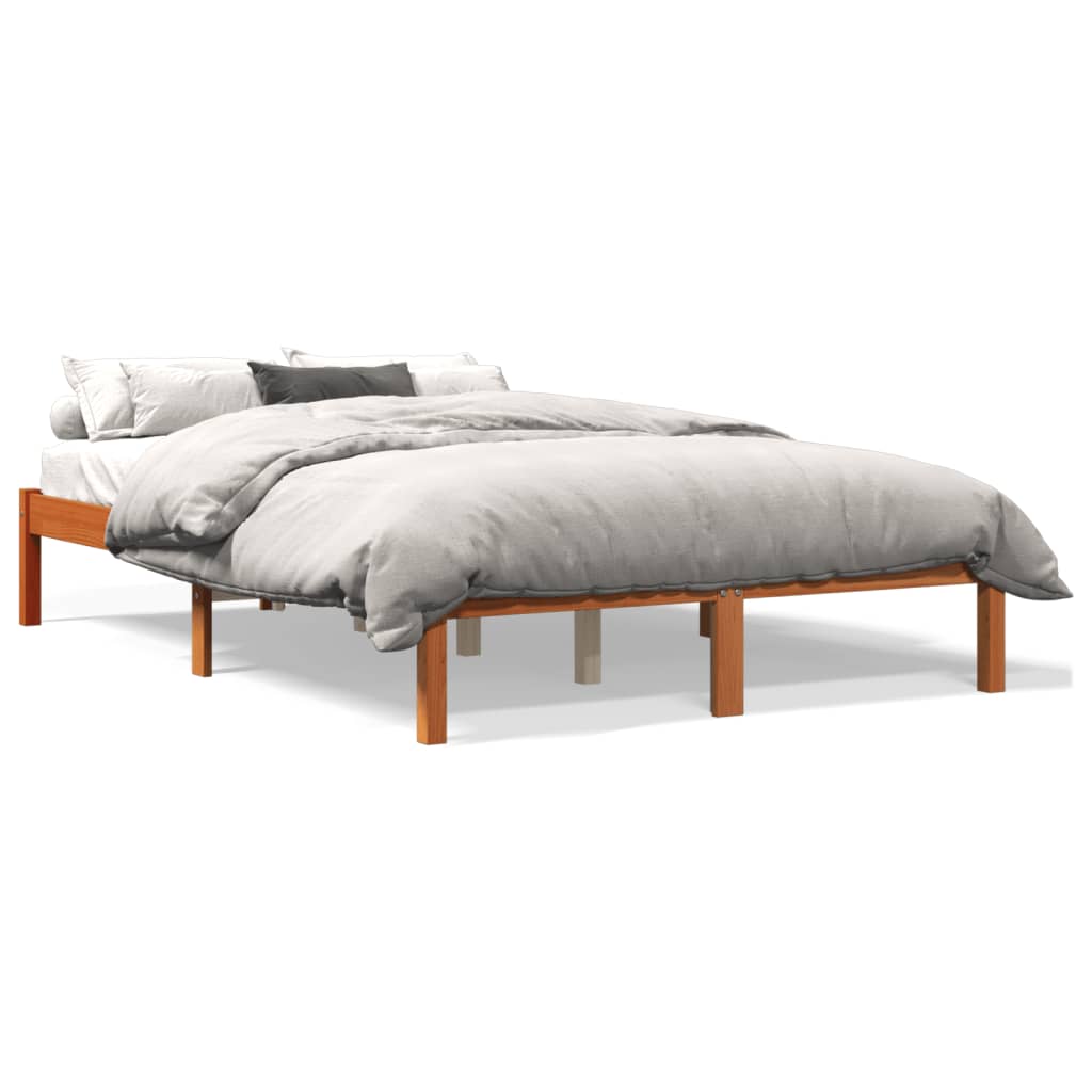 Bed met matras massief grenenhout wasbruin 140x190 cm