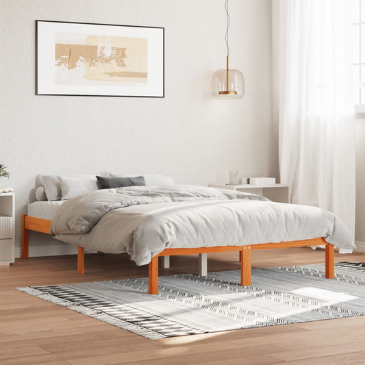 Bed met matras massief grenenhout wasbruin 140x190 cm