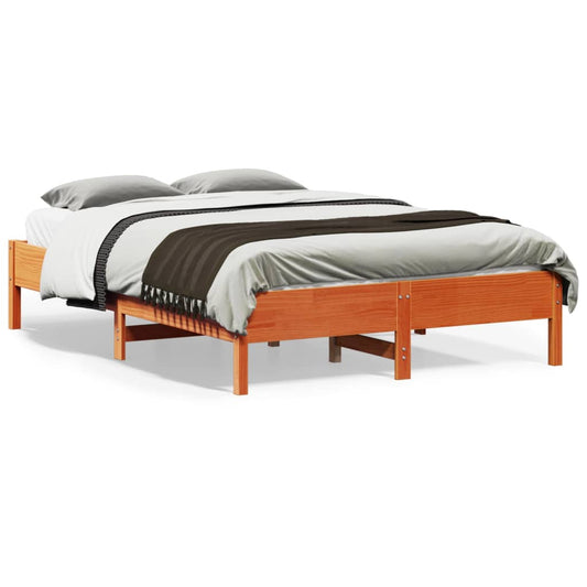 Bed met matras massief grenenhout wasbruin 140x190 cm