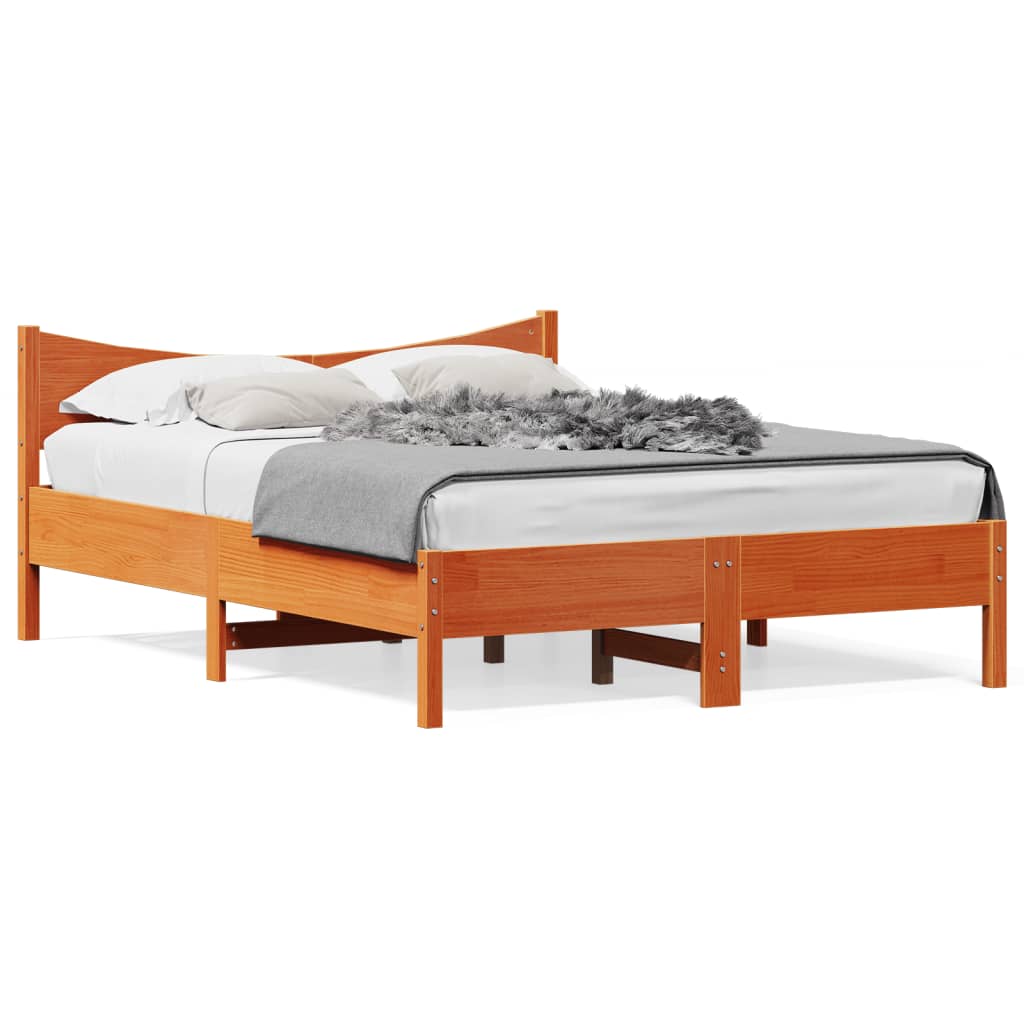 Bed met matras massief grenenhout wasbruin 140x190 cm