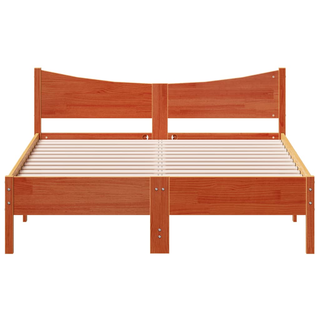 Bed met matras massief grenenhout wasbruin 140x190 cm