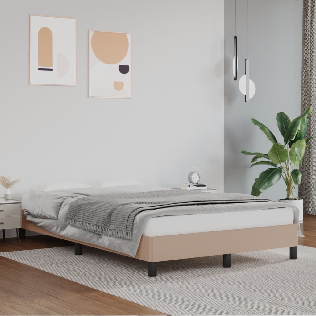 Bedframe zonder matras 120x190 cm kunstleer cappuccinokleurig