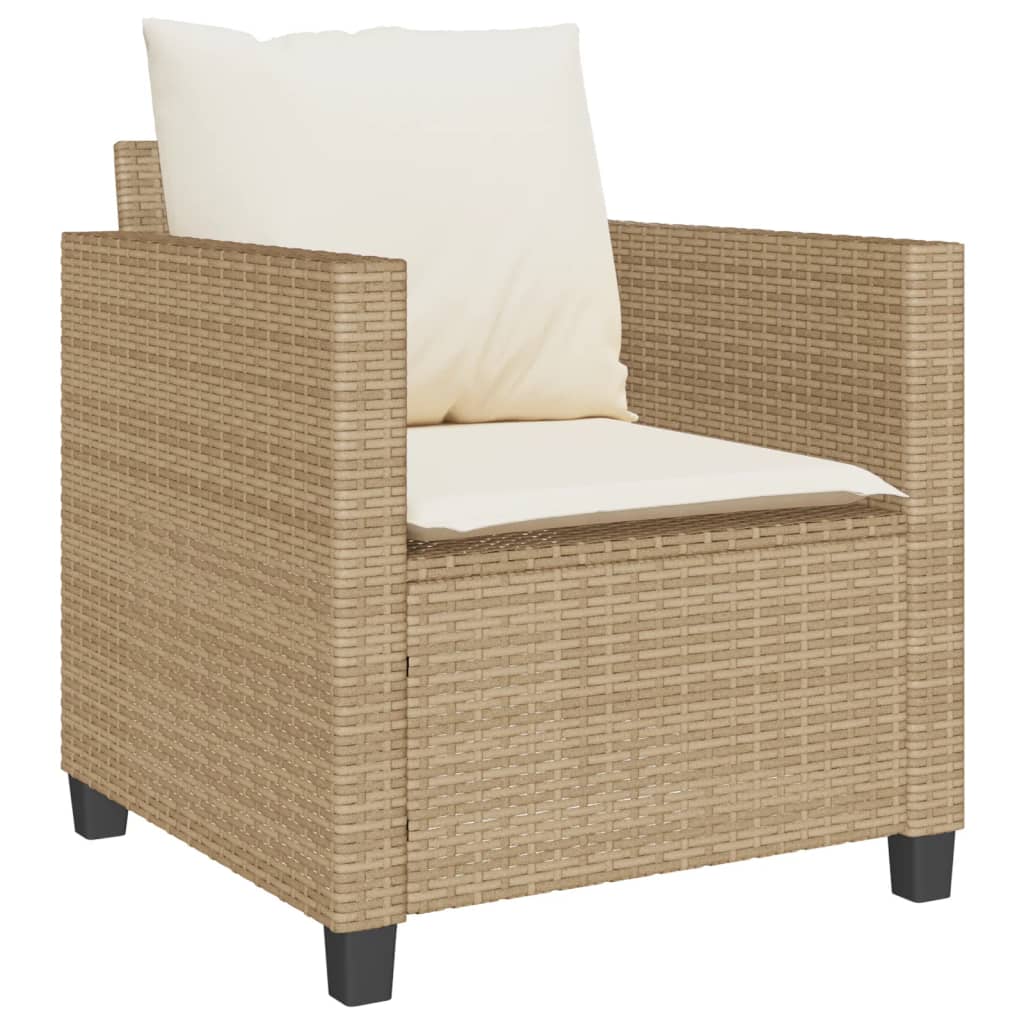 3-delige Bistroset met kussens poly rattan beige