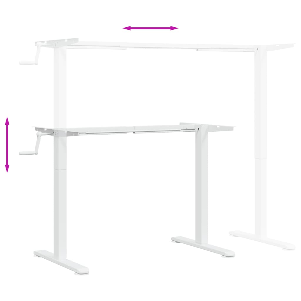 Zit-sta bureauframe (94-135)x60x(70-114) cm staal wit