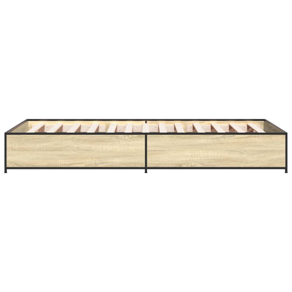 Bedframe bewerkt hout en metaal sonoma eikenkleurig 90x190 cm