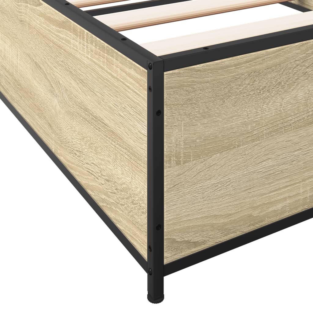 Bedframe bewerkt hout en metaal sonoma eikenkleurig 90x190 cm